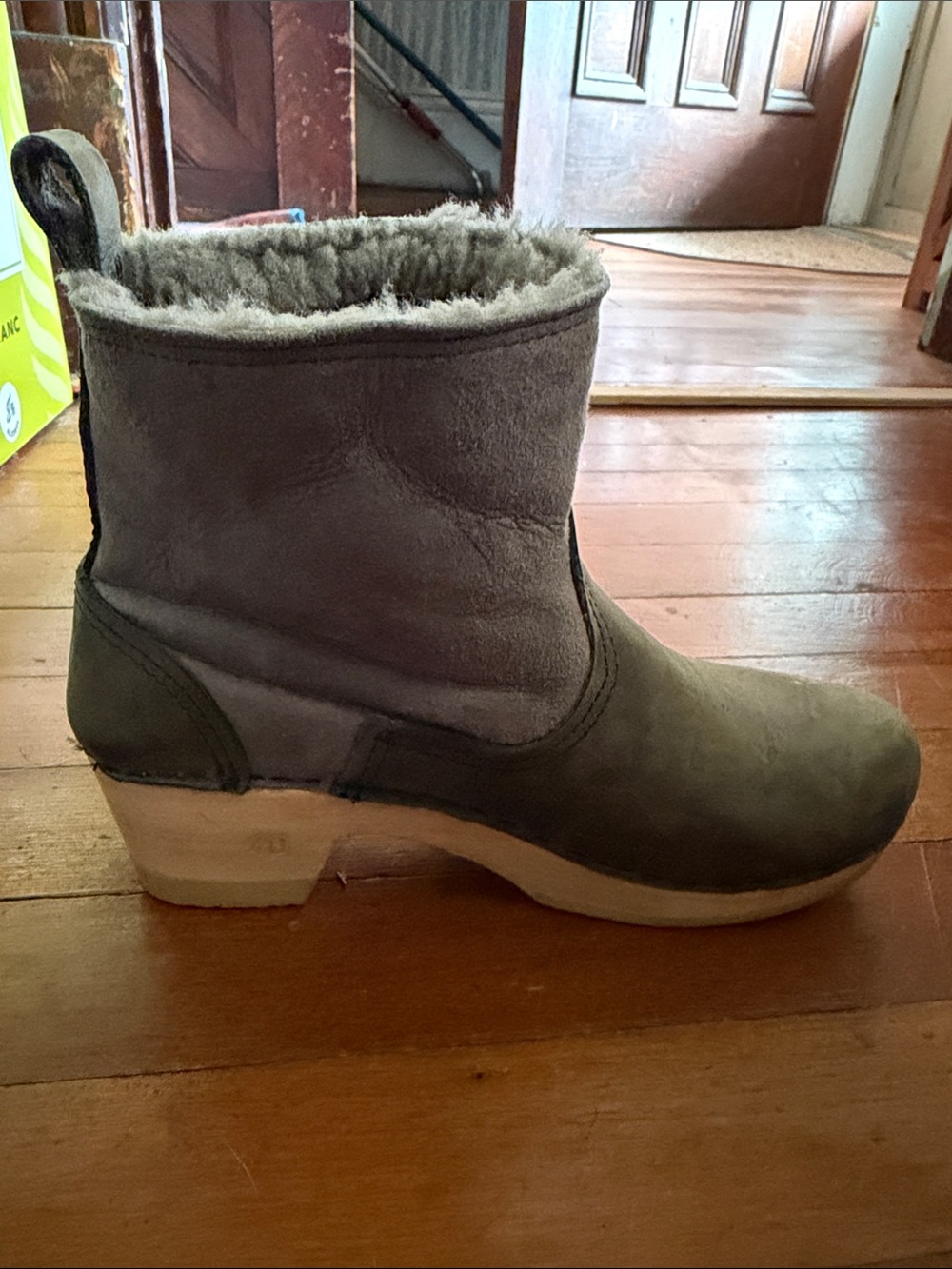Women's Gray Suede Shearling-Trim Ankle Boot No. 6